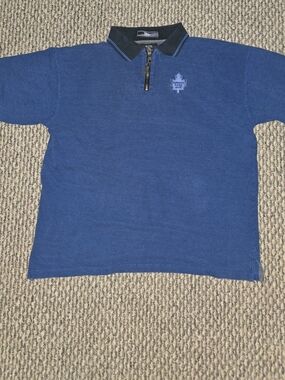 Vintage Pro Player Blue Short-Sleeve Polo with Zip Collar